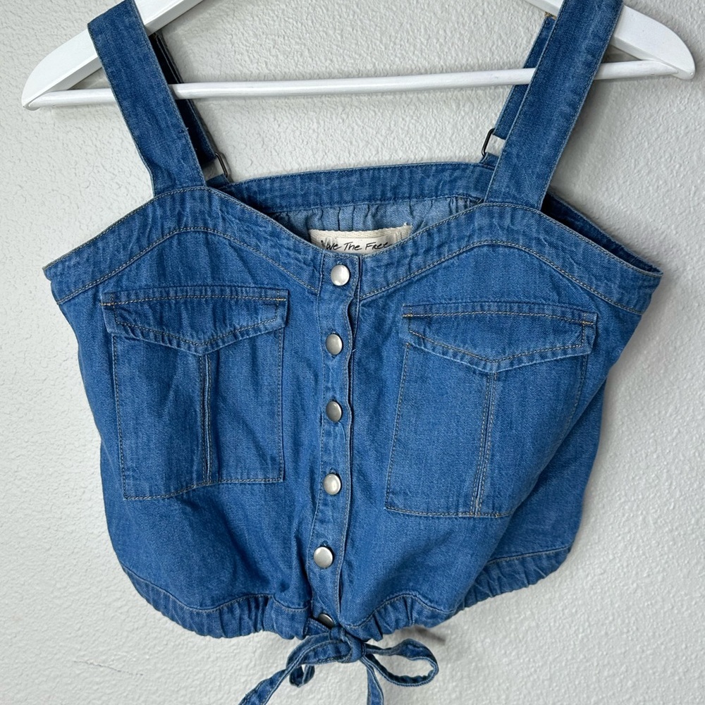 We The Free palm desert denim crop shirt XSmall